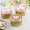 Personalized Gold Round Candy Tin - Sweet Heart (Set of 12)