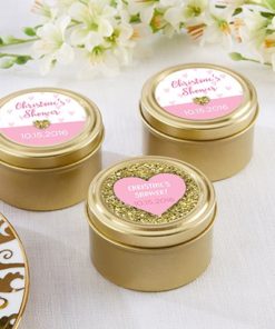Personalized Gold Round Candy Tin - Sweet Heart (Set of 12)