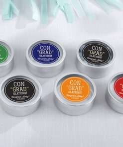 Personalized Silver Round Candy Tin - ConGRADulations! (Set of 12)