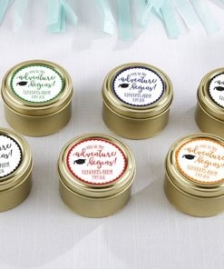 Personalized Gold Round Candy Tin - Graduation Adventure Begins (Set of 12)