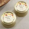 Personalized Gold Round Candy Tin - Fall Leaves (Set of 12)
