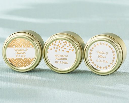 Personalized Gold Round Candy Tin - Copper Foil (Set of 12)