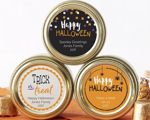 Personalized Gold Round Candy Tin - Halloween (Set of 12)