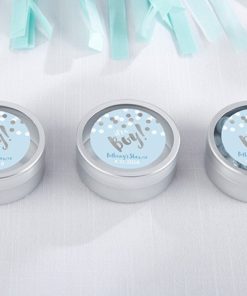 Personalized Silver Round Candy Tin - It's a Boy! (Set of 12)