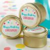 Personalized Gold Round Candy Tin - Happy Birthday (Set of 12)