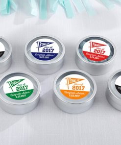 Personalized Silver Round Candy Tin - Finally! Class of 2017 (Set of 12)