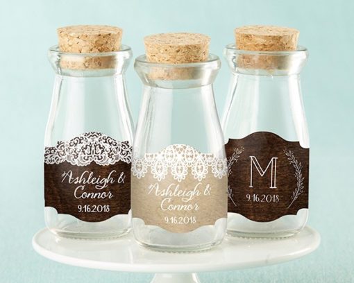 Personalized Milk Jar - Rustic Charm Wedding (Set of 12)