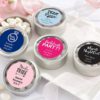 Personalized Silver Round Candy Tin - Bachelor & Bachelorette (Set of 12)