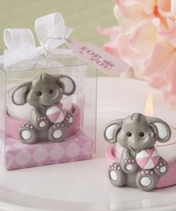 cute baby elephant with pink design tea light holder
