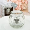 Angel themed clear glass round globe candle holder from fashioncraft
