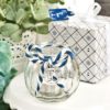 Anchor Nautical Themed clear glass round globe candle holder