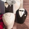 Stylish ceramic bride and groom salt and pepper shakers