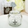 Cross themed clear glass round globe candle holder from fashioncraft