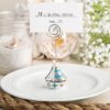 Nautical themed sail boat place card holder and photo frame