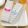 Customized Matte Silver and white stripe design paper straws