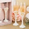 Vintage heart design toasting glass flute set from fashioncraft