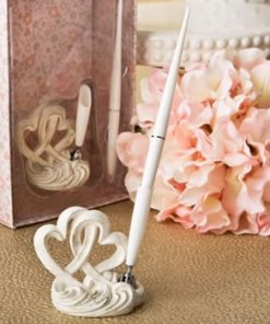 Vintage style double heart design pen set from fashioncraft