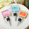 Personalized epoxy dome chrome silver metal finish bottle stopper