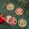 Gingerbread themed holiday pocket mirror with key chain