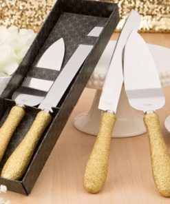 Golden elegance collection cake server and knife set
