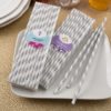 Customized Matte Silver and white stripe design paper straws