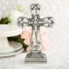 Large pewter cross statue with antique accents