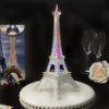 Eiffel tower centerpiece in clear acrylic plastic with colorful LED lights