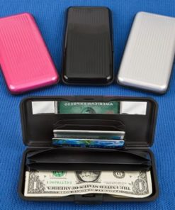 Large aluminum wallets in solid colors from gifts by fashioncraft