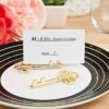 Ornate Shiny gold skeleton key place card holder