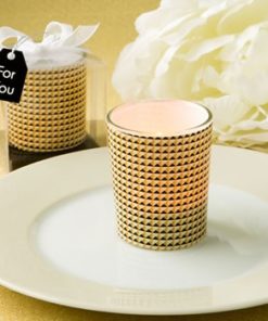 Modern graphic design Glass candle votive holder in gold