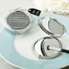 Modern silver graphic design compact metal mirror from fashioncraft