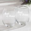 15 Ounce Stemless Wine Glasses - Maid Of Honor Design