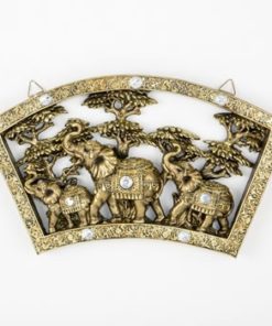 Stunning Triple elephant plaque - 16 3/4" long