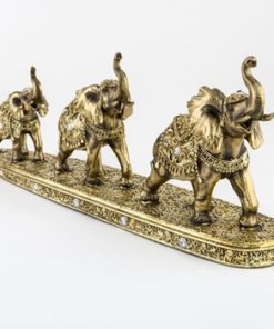 triple elephant standing in a row figurine - 19" long