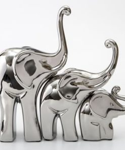set of 3 silver electroplated elephants - 5", 9" and 12"