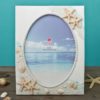 Down by the sea, blue flip flops - wood wall plaque