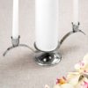 Double heart themed silver metal chrome plated unity candle 3 piece set