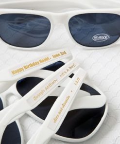 personalized metallics collection white sunglasses from fashioncraft