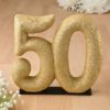50th themed gold glitter Center piece / Cake Topper