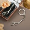 Rustic Antler design key chain in ribbed silver metal design