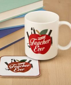 Best teacher ever mug with coaster set
