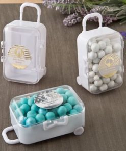 Personalized Metallics Collection Travel themed mini travel suitcase trolley with retractable handle