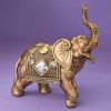 Glorious Champagne Gold antique standing elephant with clear stones