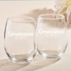 15 Ounce Stemless Wine Glasses - Bridesmaid Design