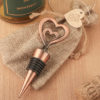 Double heart bottle stopper in antique copper finish