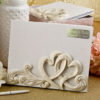 Engraved Vintage style double heart design guest book from fashioncraft