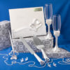 Engraved Interlocking Heart Themed Wedding Day Accessory Set