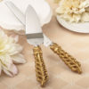 Gold lattice botanical collection stainless cake knife set