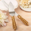 Gold lattice botanical collection engraved stainless cake knife set