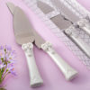 Cross and heart design Knife and server set from fashioncraft